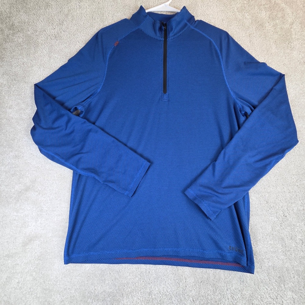 Rhone Sequoia Air Quarter Zip Pullover Blue Mesh Long Sleeve Mens L